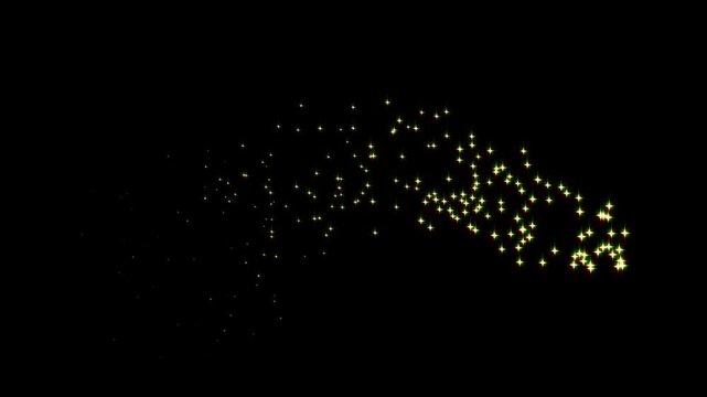 Glowing  star sparkle animation doodle cartoon golden stars glitter burst effect  Magic sparkles  glitter line stars glitter animation  fairy dust glitter stars trail transition on black screen 4k