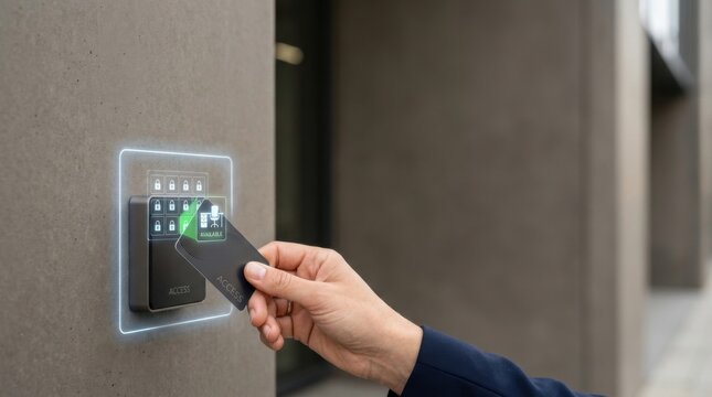 Smart key in hand signifying accessible professional workspaces available on demand across various locations