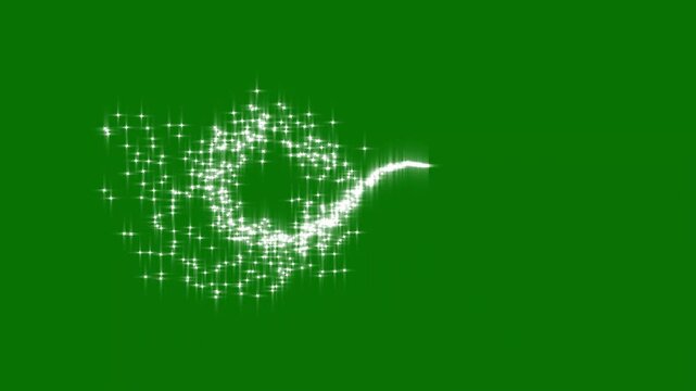 Luxury white glitter sparkles line trail with magic dust, pixie star particles, twinkling fairy  forming smooth light streaks and shimmering particle motion that creates a fantasy green screen in 4k