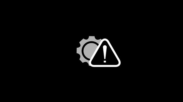 Gear and Warning Alert Icon Animation on Black Background, System Error and Technical Problem Concept, Settings Failure, Maintenance, Troubleshooting and Security Alert Technology, 4k stock Video