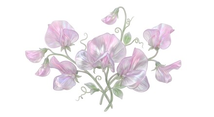 Fototapeta premium Pastel Sweet Pea Flower Bouquet Glass Sculpture