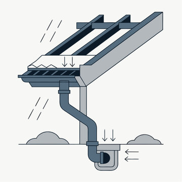 Gutter drainage system routes rainwater safely away from the foundation.