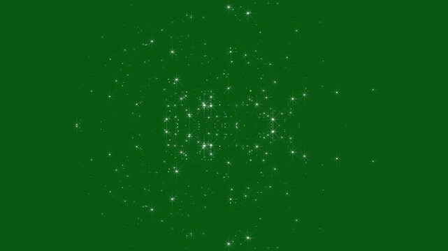 Glowing white magical glitter light streak,luminous stars burstglitter motion graphics,celebration sparkle,brilliant glowing effects,green background compatible design, 4k