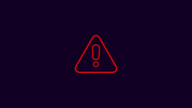 Warning caution board. Warning Sign with Exclamation Mark. Animated danger warning sign icon with a glowing neon effect, risk alert information stop danger important warning sign 4k animation
