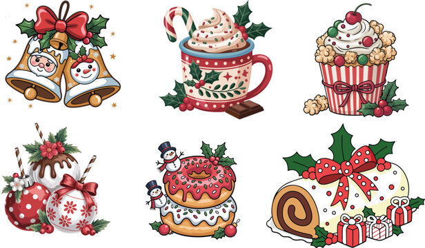 Christmas Treats and Decorations Clipart Set