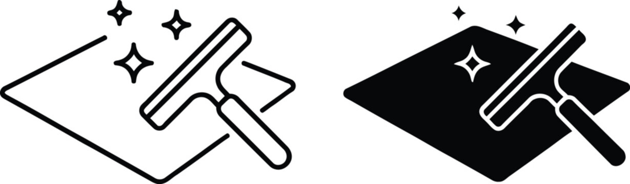 Surface cleaning with squeegee icon vector illustration