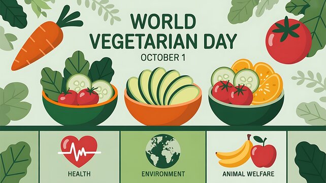 World vegetarian day celebration banner with fresh vegetables