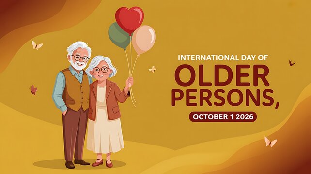 Happy elderly couple celebrating international day of older persons