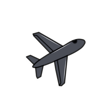 Sleek dark airplane icon representing flight mode and travel transport