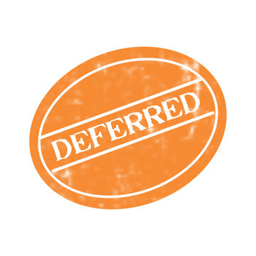 Orange deferred stamp seal with a grunge texture effect for official business and office document marking