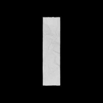 Capital letter I made of textured white paper isolated on black background