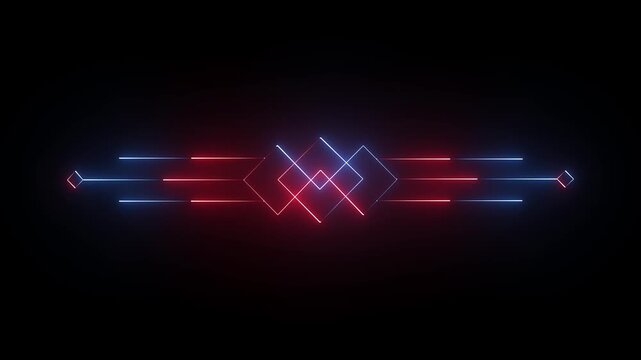 Deco divider header icon isolated on black background. red  and blue deco divider icon 4k video,,