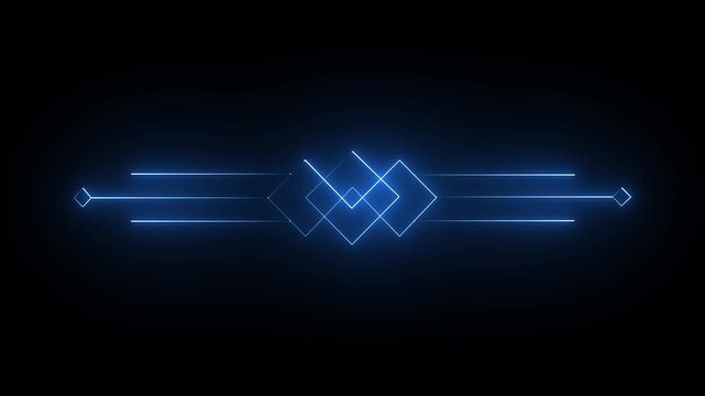 Deco divider header icon isolated on black background. blue deco divider icon 4k animation video,,
