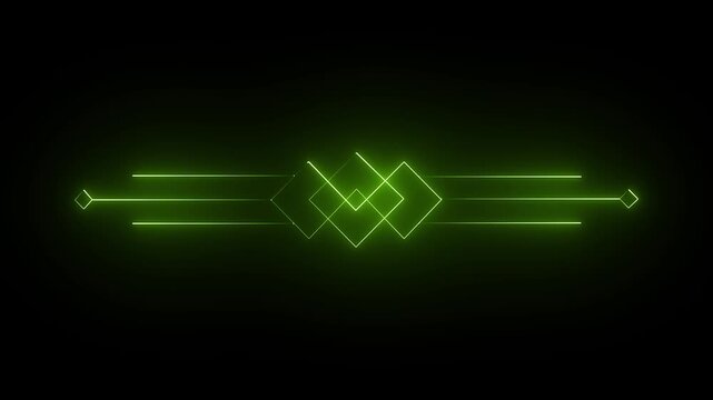 Deco divider header icon isolated on black background. green color deco divider icon 4k video,,