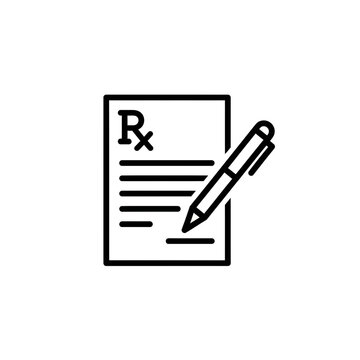 Prescription pad and pen icon isolated on transparent background