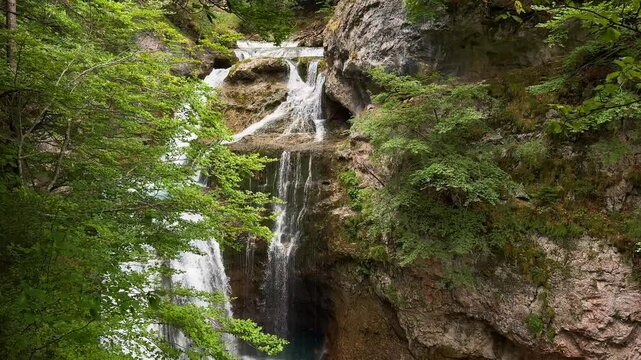 El Estrecho waterfall. Ordesa Valley. Ordesa and Monte Perdido National Park. Pyrenees. Huesca. Aragon. Spain.