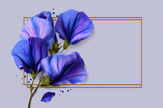 blooming butterfly pea flower rectangle frame 