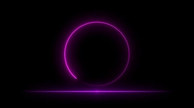 Purple neon circle spinning in rhythmic motion for video animation