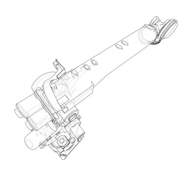 robotic arm wireframe illustration. Vector