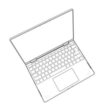 laptop outline illustration. Vector