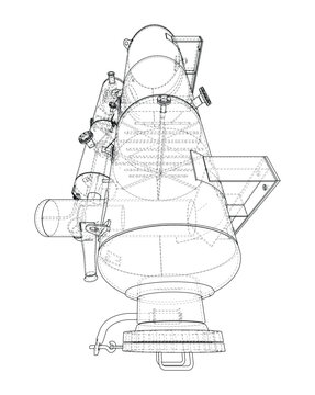 wireframe illustration of a telescope. Vector