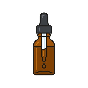 Amber Glass Dropper Bottle Vector Illustration