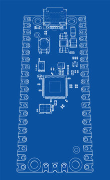 circuit board blueprint illustration. Vector