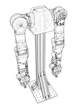 robotic arm wireframe illustration. Vector