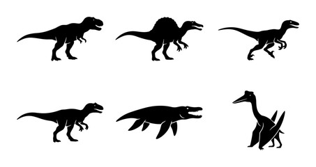 Dinosaur Silhouettes Collection: Prehistoric Reptiles, Jurassic Icons, Ancient Creatures Vector Set © Zarin