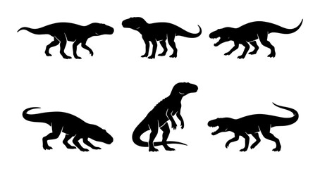 Dinosaur Silhouettes Vector Set: Prehistoric Creatures, Jurassic Icons, Ancient Reptiles, Paleontology Graphics © Zarin