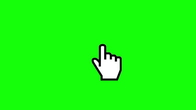 Computer mouse cursor and hand pointer icons moving against a bright neon green chroma background with keying integration digital screen background easy moving across vibrant video white computer