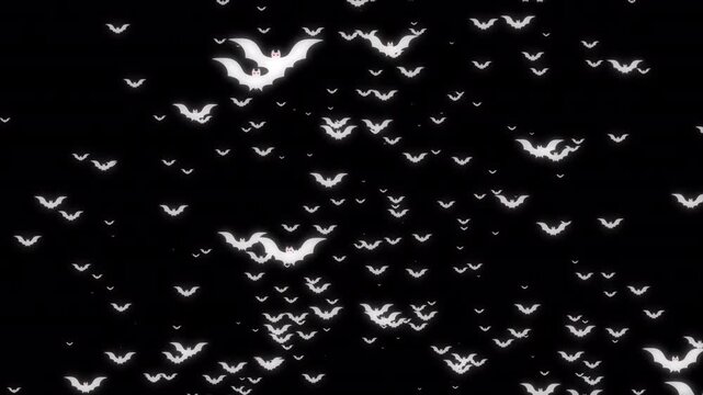Swarming Bats Flying Seamless Loop Animation with Transparent Background