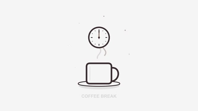 Minimalist Coffee Break Timer Animation with Steam