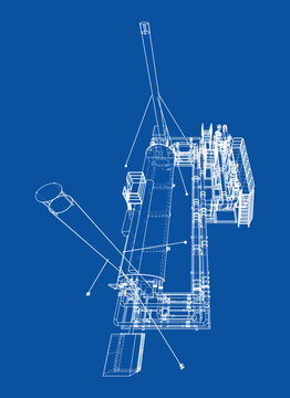 industrial machinery blueprint. Vector