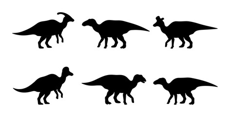 Obraz premium Dinosaur Silhouettes Collection: Prehistoric Creatures, Jurassic Icons, Vector Set
