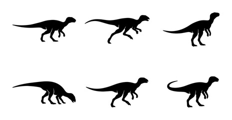 Obraz premium Dinosaur Silhouettes Collection, Prehistoric Animal Icons, Jurassic Era Vector Set, Paleontology Graphics