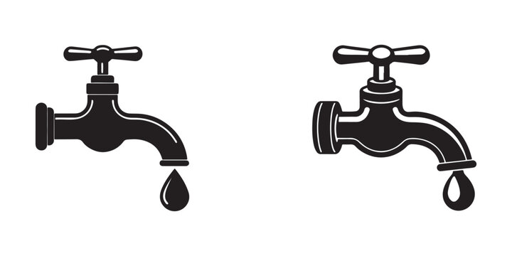 faucet icons dripping water isolated on transparent background for graphic design use