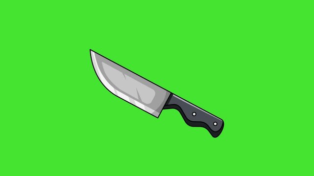 Animation Knife Cartoon Cut on Green Screen Chroma Key