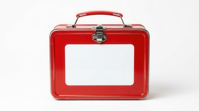 Classic iron lunch box offering a blank copy space for personalized text