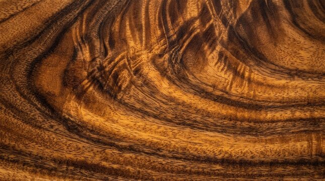 Acacia koa wood background with soft light, copy space, and prominent textured patterns