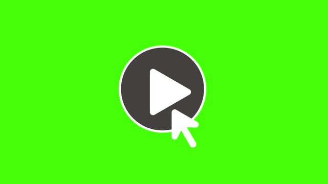 File #: 2033122799Mouse cursor clicking play button to pause in circle icon animation, minimalist white media player user interface controller on black background 4k motion video.
