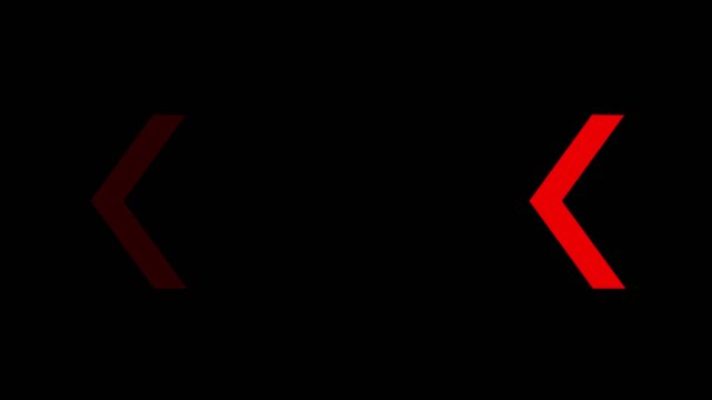 Abstract directional Red arrow icon animation. arrow looping animation left direction concept.Animated arrows for the overlay video layer. arrow animation on black background. 4k video.