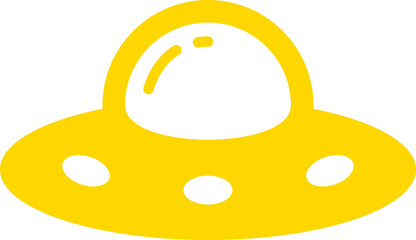 Yellow UFO Flying Saucer Alien Spaceship Icon Isolated on Transparent Background PNG Vector © House of Designs