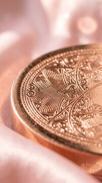 close up of a coin in background 