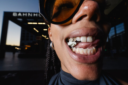 Close Up Chewing Gum Smile