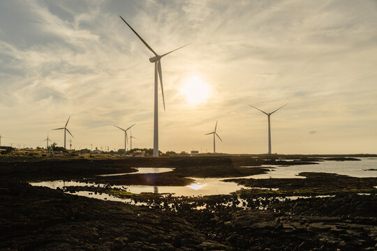 Sunset Over Sinchang Wind Turbines