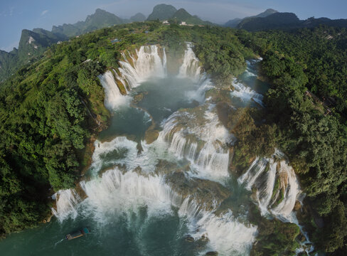Aerial View of Ban Gioc Waterfall in Vietnam