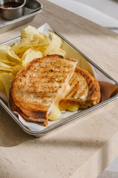 Sandwich and chips