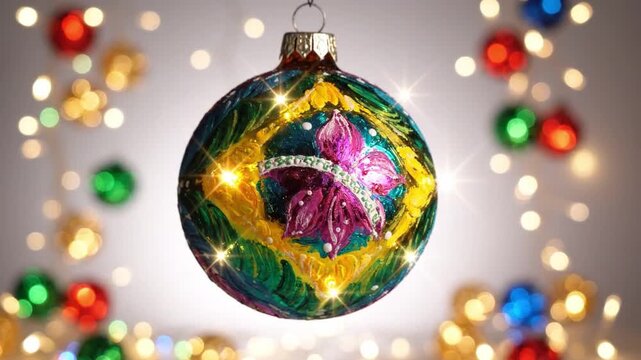Bola de Natal Ornament Spinning Lights Brazilian Tree