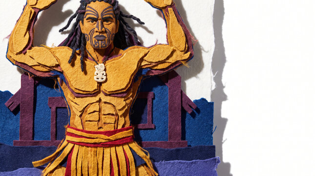 Maori warrior performing traditional haka dance  